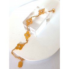 Ασημένιο βραχιόλι επίχρυσο αλυσιδωτό με 5 σταυρούς και πέτρες (SB19)